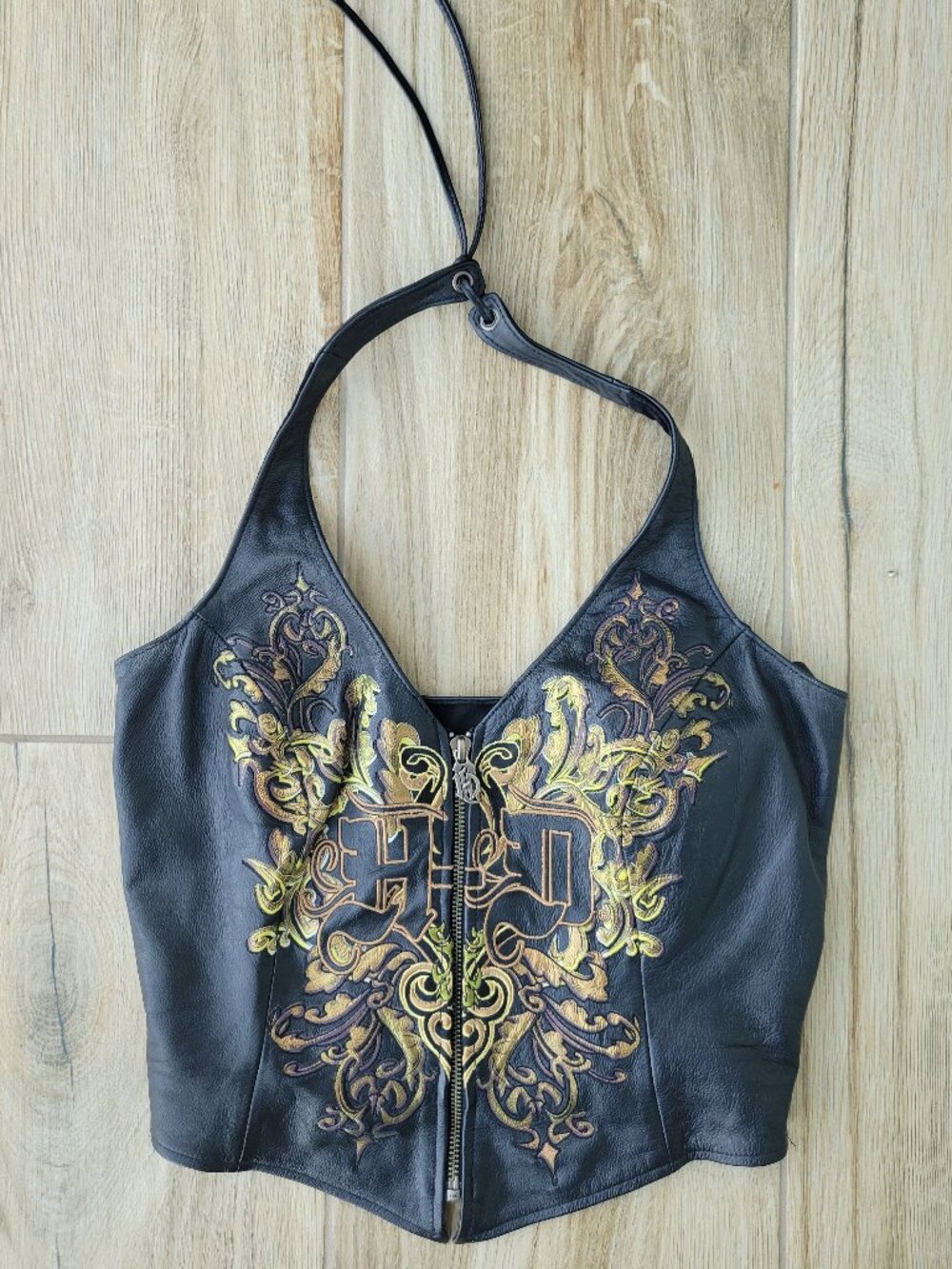 Harley-Davidson Baroque Gold Embroidered Leather Halter